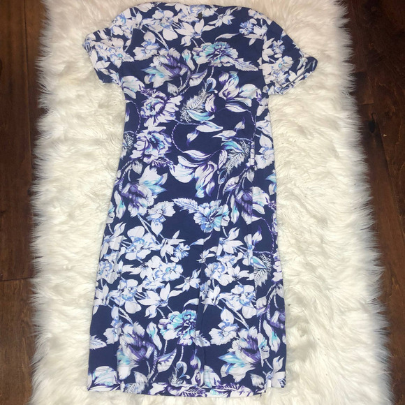 soft surroundings blue floral faux wrap dress - Picture 2 of 3